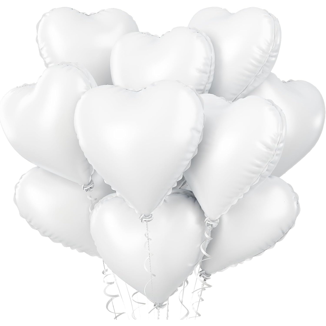 Set 3 Baloane din Folie Metalizata, Flippy, Model Inimi, Tema Ziua Indragostitilor, 45 cm, 2 Rosii, 1 Alb, Ambalaj Individual, Pai Inclus, Umflare cu Aer sau Heliu, Alb/Rosu