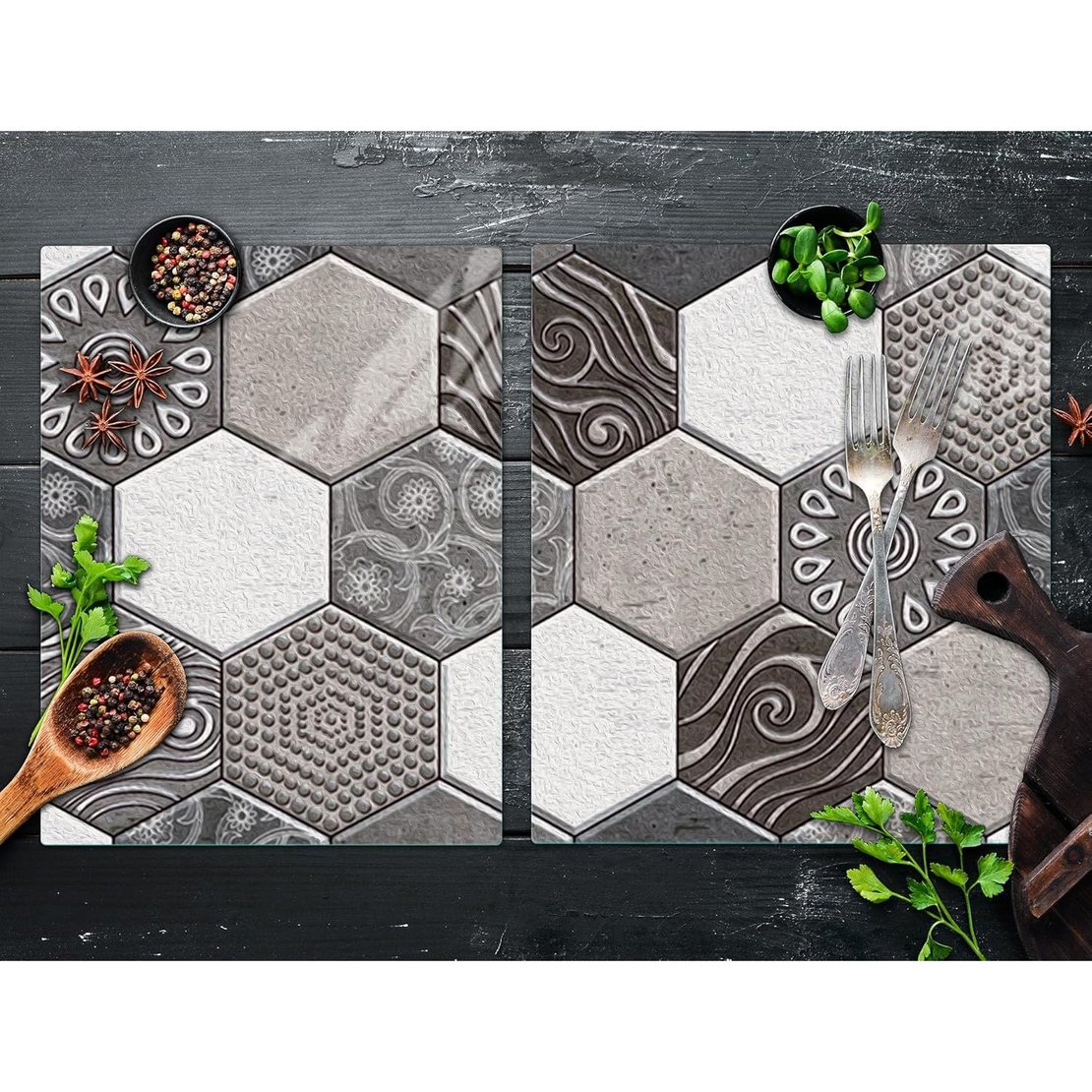 10 x Placi Tapet Autocolant 3D cu Imitatie de Marmura Hexagonala, pentru Perete Bucatarie Sufragerie, Usor de Curatat, Rezistent la Apa, Autoadeziv