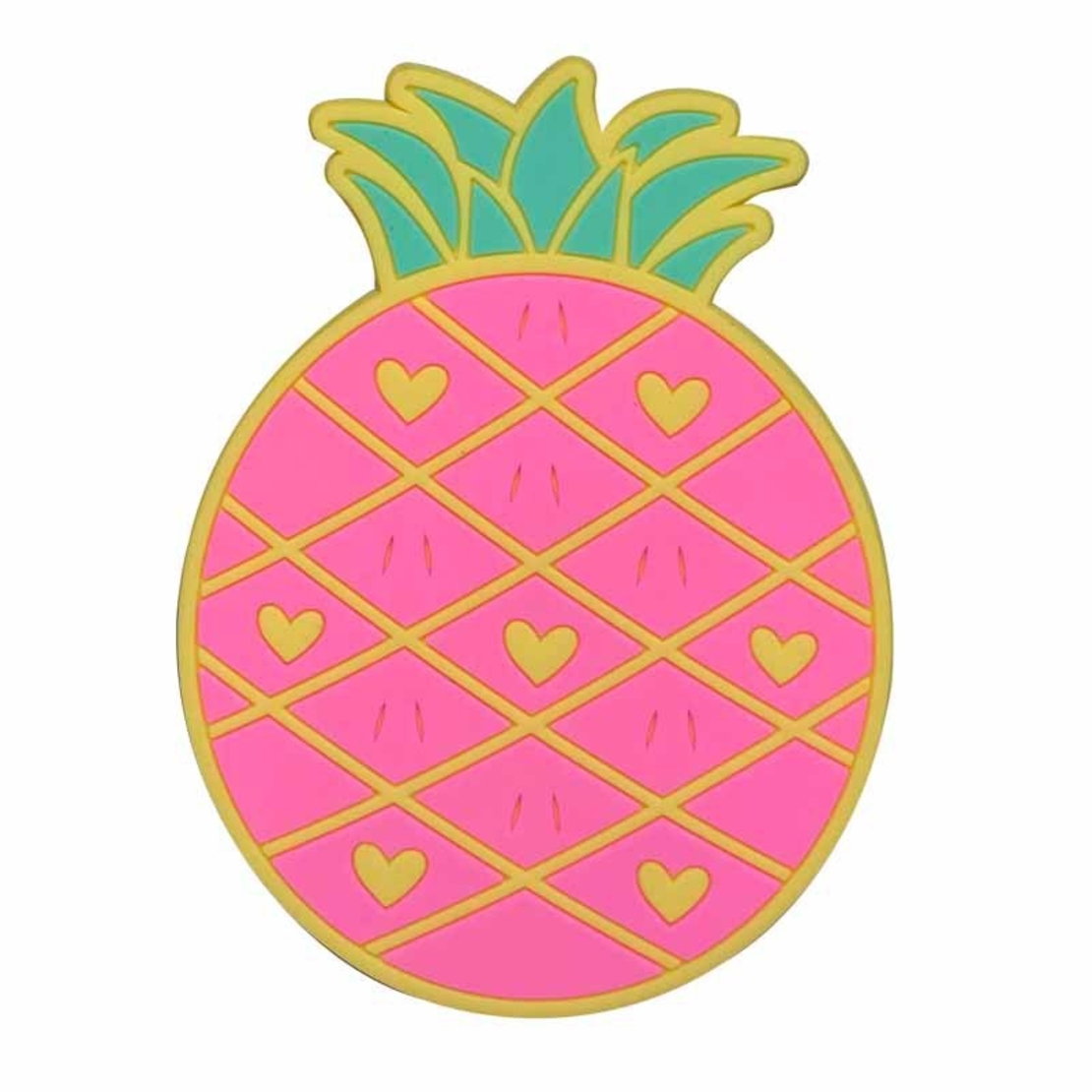 Suport pentru Pahar, Flippy, Model Ananas, din PVC, 12 x 9 cm, Rezistent la Caldura, Roz