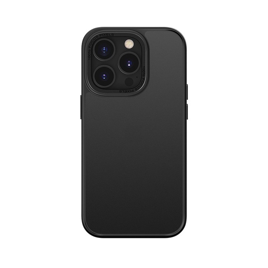 Husa de protectie pentru iPhone 14 Pro Max, cu suport metalic pentru camera, Bracket Series, Vafy, Protectie Antisoc, PC mat, silicon moale pe margini, Negru