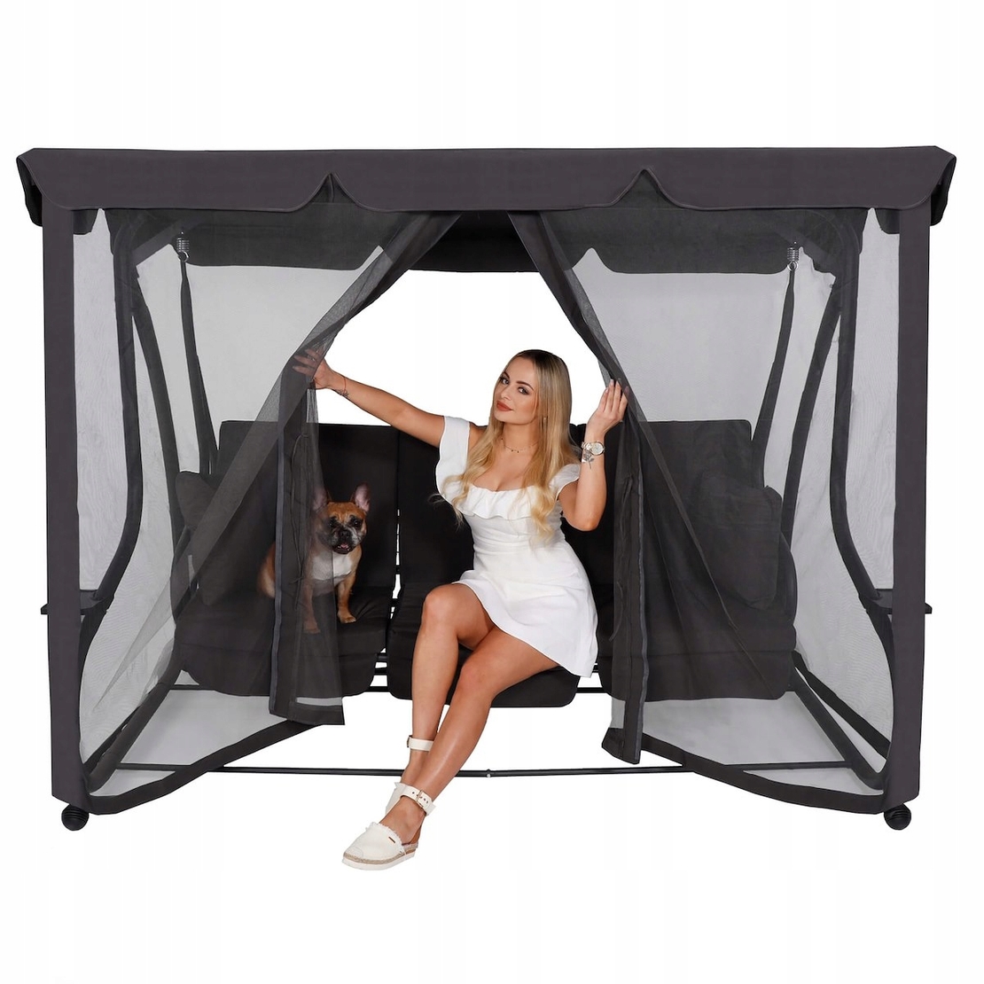 Balansoar leagan pat 3 persoane Sersimo Corsica, cu plasa anti-insecte, sarcina 320kg