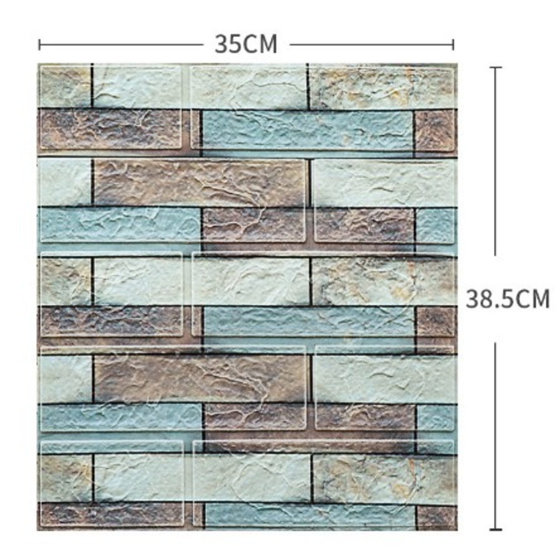 Set 10 Placi Tapet 3D Flippy, 35 x 38 cm, 3 mm, 1.33 mp, Multicolor