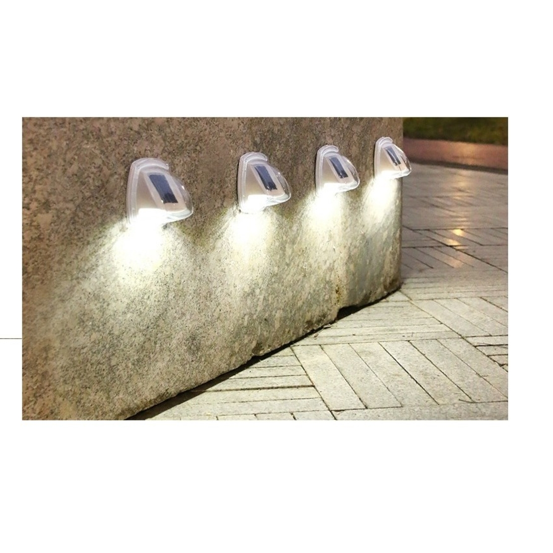 Lampa Solara LED pentru Gradina, Flippy, Set 2 Bucati, Tip Aplica pe Perete, 8.5 x 9 cm, 2V, ABS, 600mAh, Rezistent la apa, 8 LED-uri Alb Rece, Alb