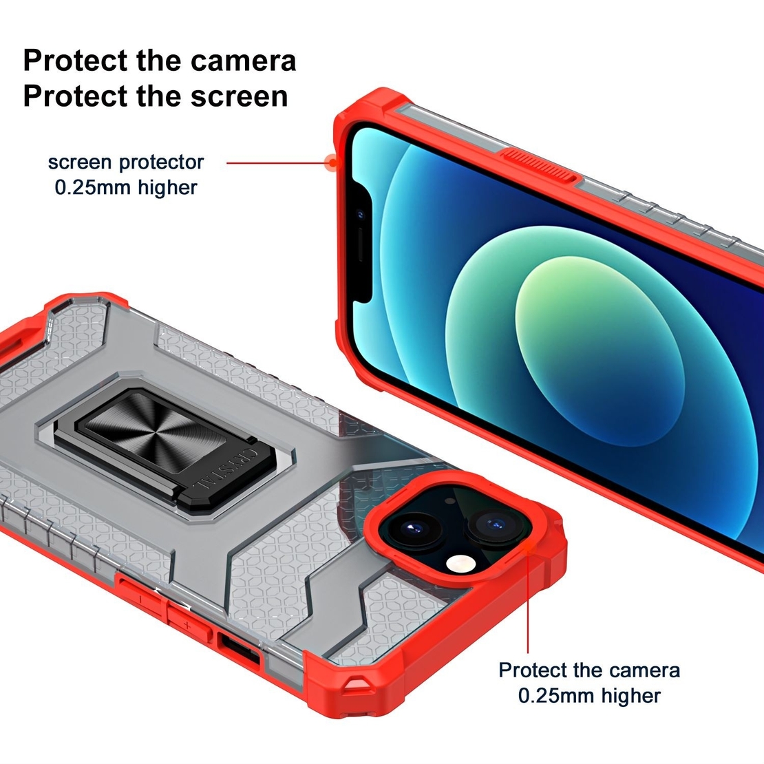 Husa de protectie Vafy compatibila cu Apple iPhone 13 Acrylic Armor cu suport Rosu