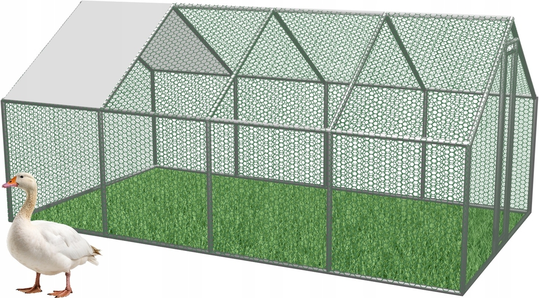 Cotet tarc pentru pasari, din otel galvanizat, cu plasa, 600x300x195cm