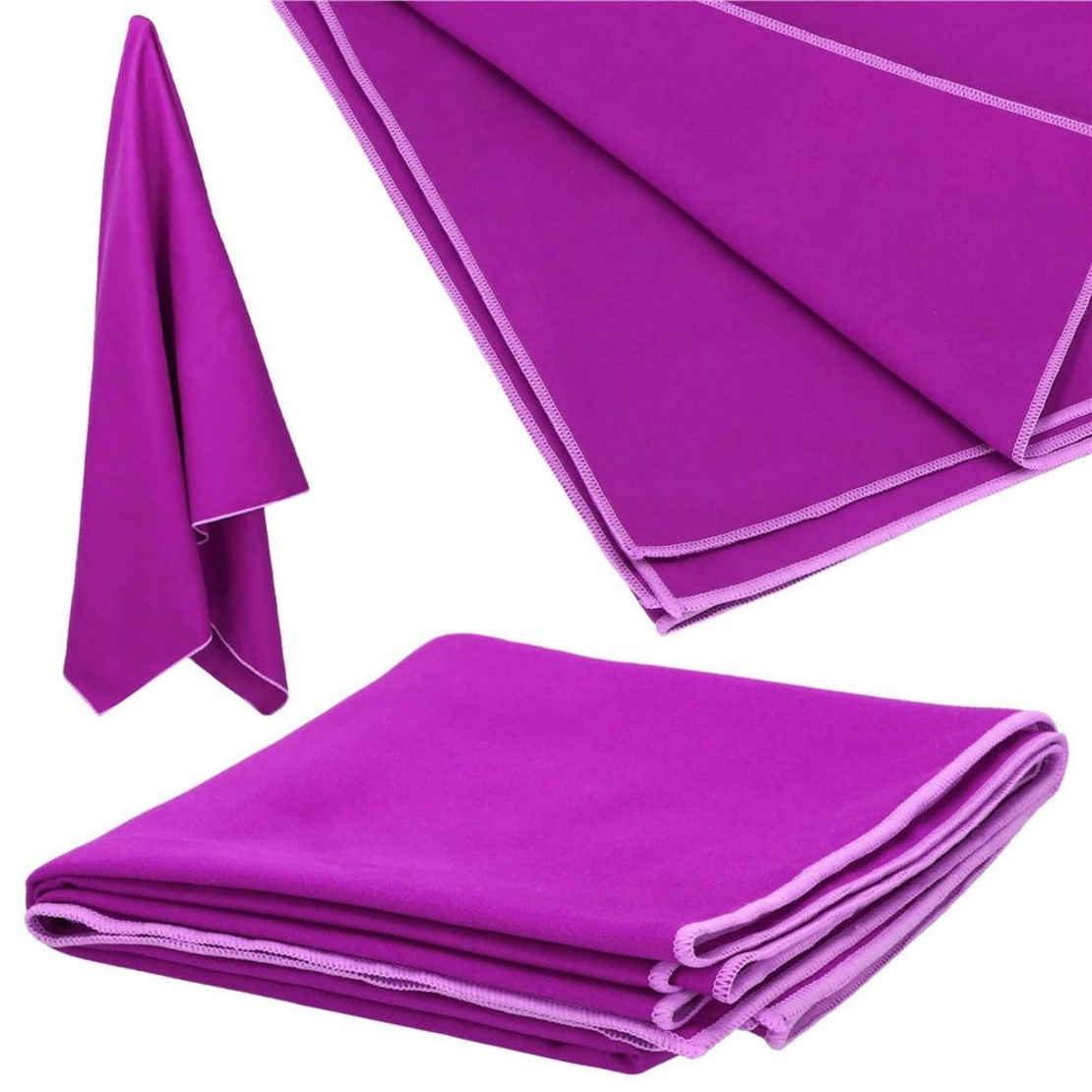 Prosop de plaja cu uscare de rapida, husa de transport, 75x150cm, violet