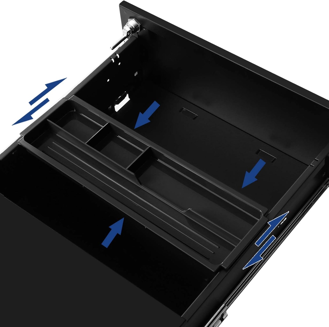 SONGMICS Dulap mobil rollbox pentru birouri, 3 sertare pentru documente, corp pre-asamblat, 45x39x54 cm, negru