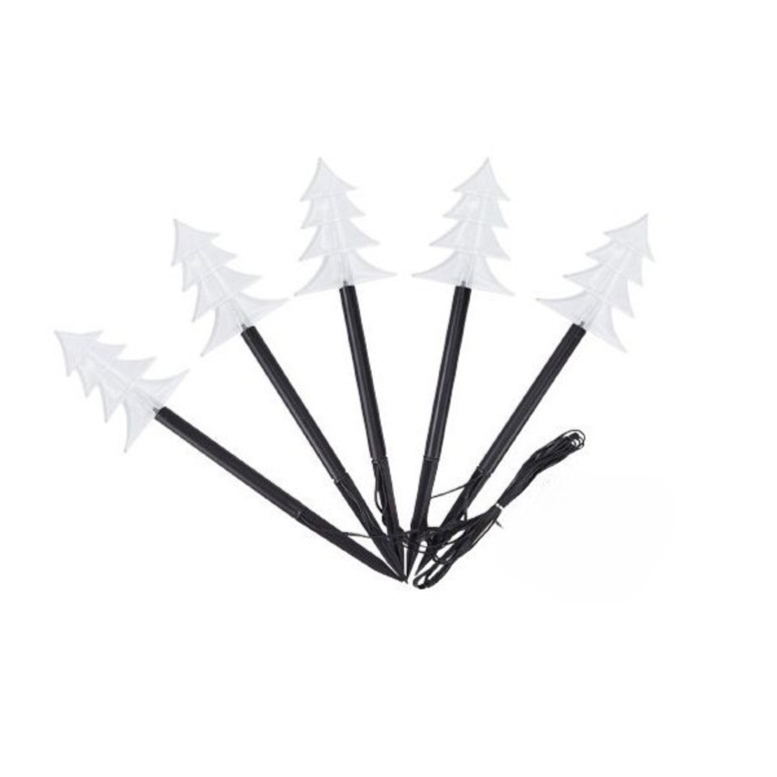 Set 5 Lampi LED cu baterii, de exterior Model Brad, pentru gradina, Vafy, 35.5 cm, Alb Cald