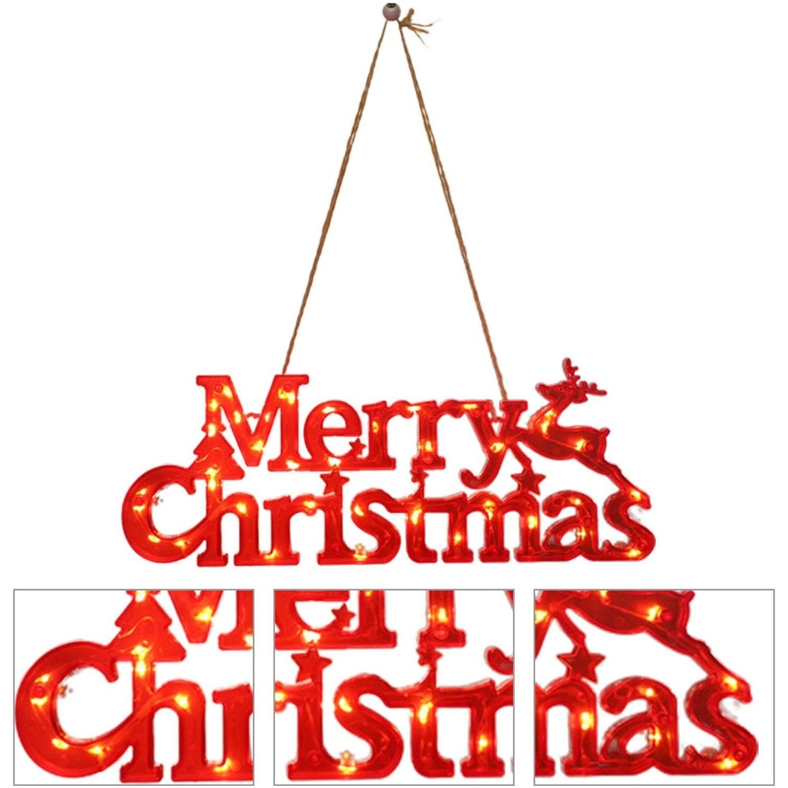 Instalatie LED de Craciun, Vafy, Litere 3D, Merry Christmas, Lumina Calda, 27.5 x 10.5 x 1.4 cm, Rosu