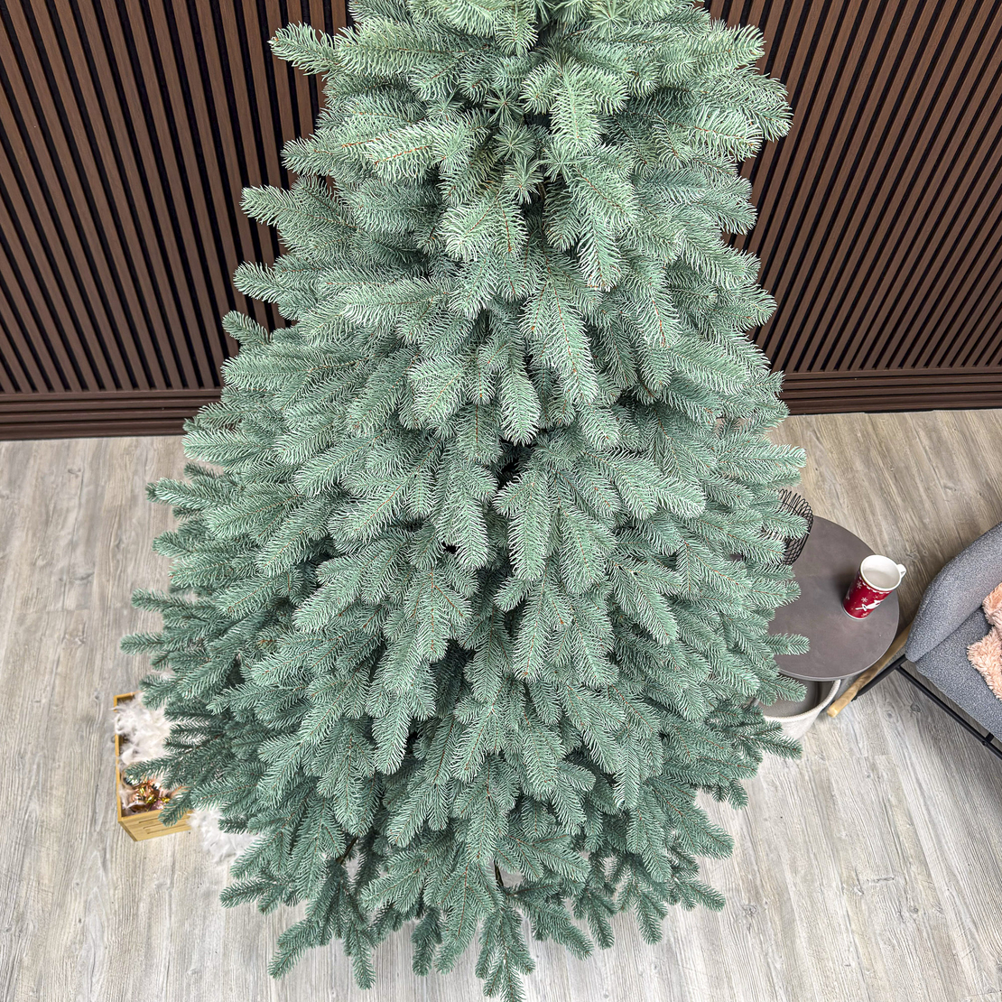 Brad artificial Christmas Deluxe by Sersimo, Kovalivka Select argintiu, integral 3D, 230 cm