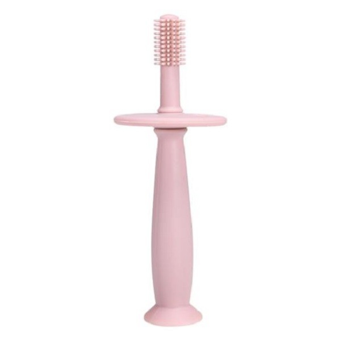 Periuta de Dinti din Silicon pentru Bebelusi, Flippy, fara BPA, 360 Grade, Bariera Anti-Inghitire, Maner Ergonomic, 12.5 x 15 cm, Roz