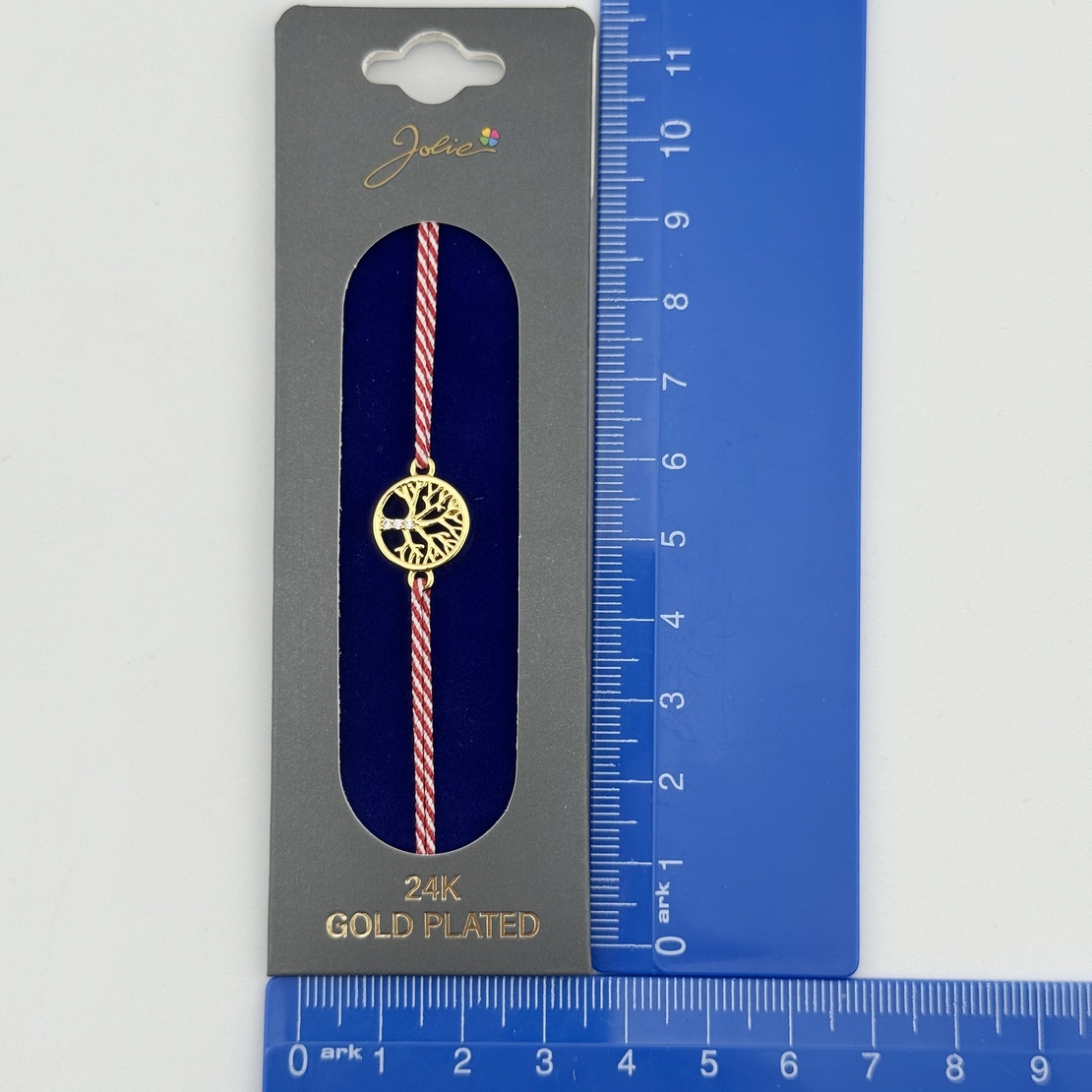 Bratara Placata cu Aur 24k, Jolie, Model Copac, Martisor Bratara, cu Snur Rosu, Auriu
