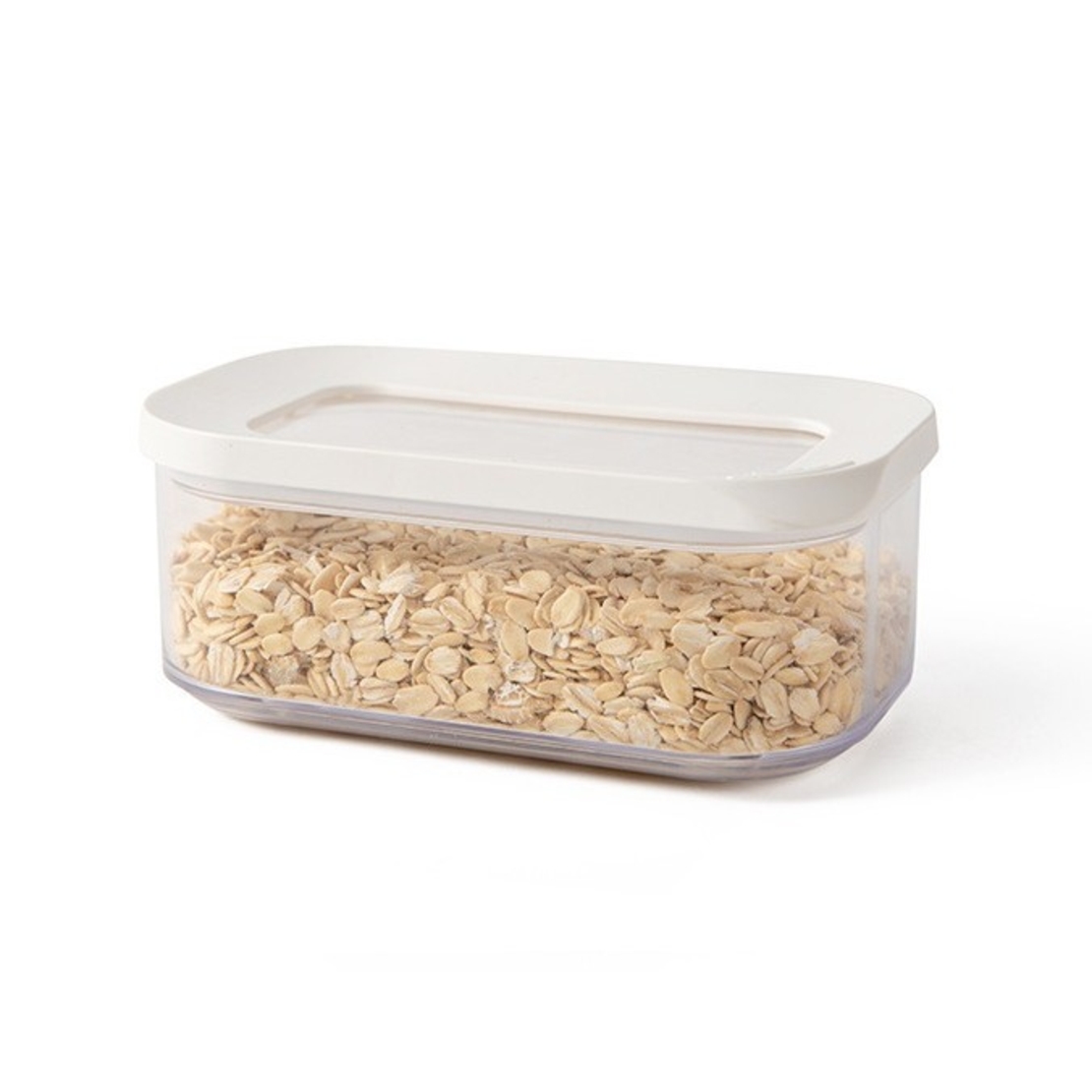 Cutie de Depozitare Alimente, Flippy, 450 ml, Capac Alb, din ABS+Silicon, 14.5 x 9 x 6 cm, Transparent