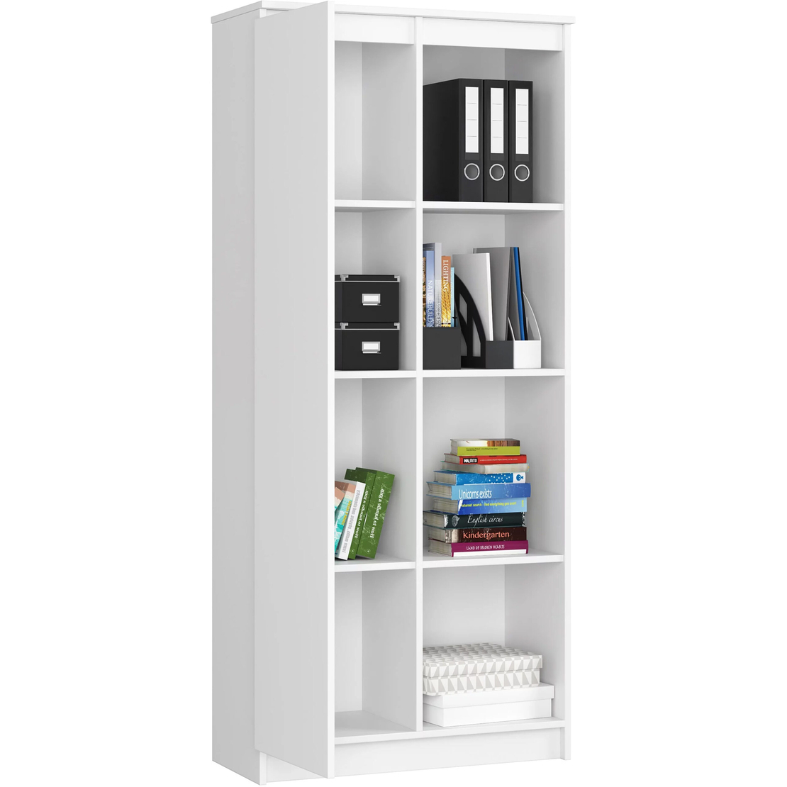 Dulap cu usa si 8 etajere, PAL laminat 16 mm, 80x35x180 cm, alb