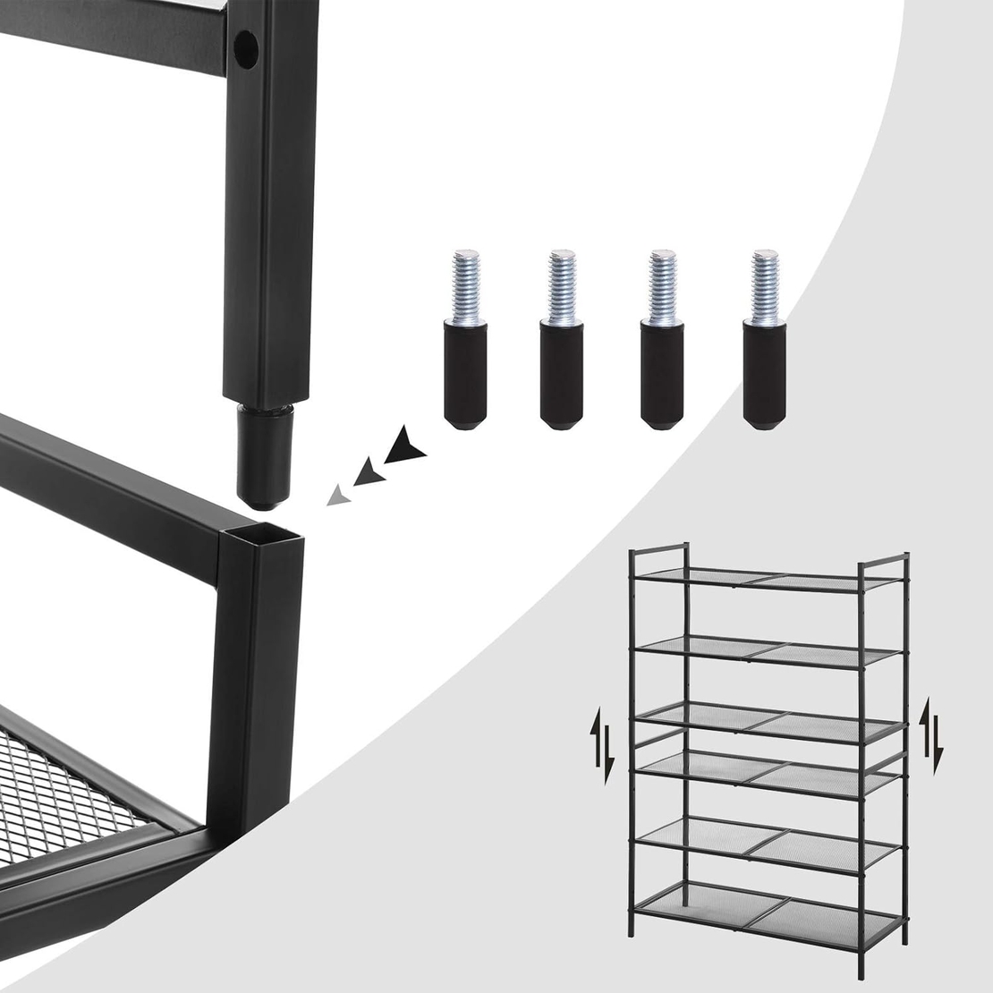 SONGMICS Etajera pantofi 3 niveluri, metalica, suprapozabila, 68x30x53 cm, negru