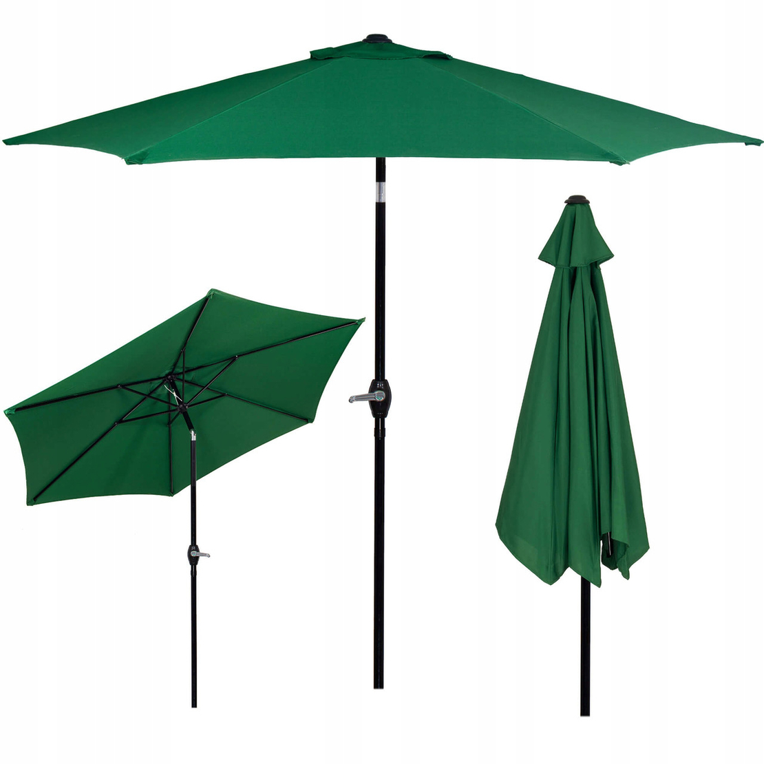 Umbrela terasa gradina, cu manivela si inclinare, diametru 250cm, Verde