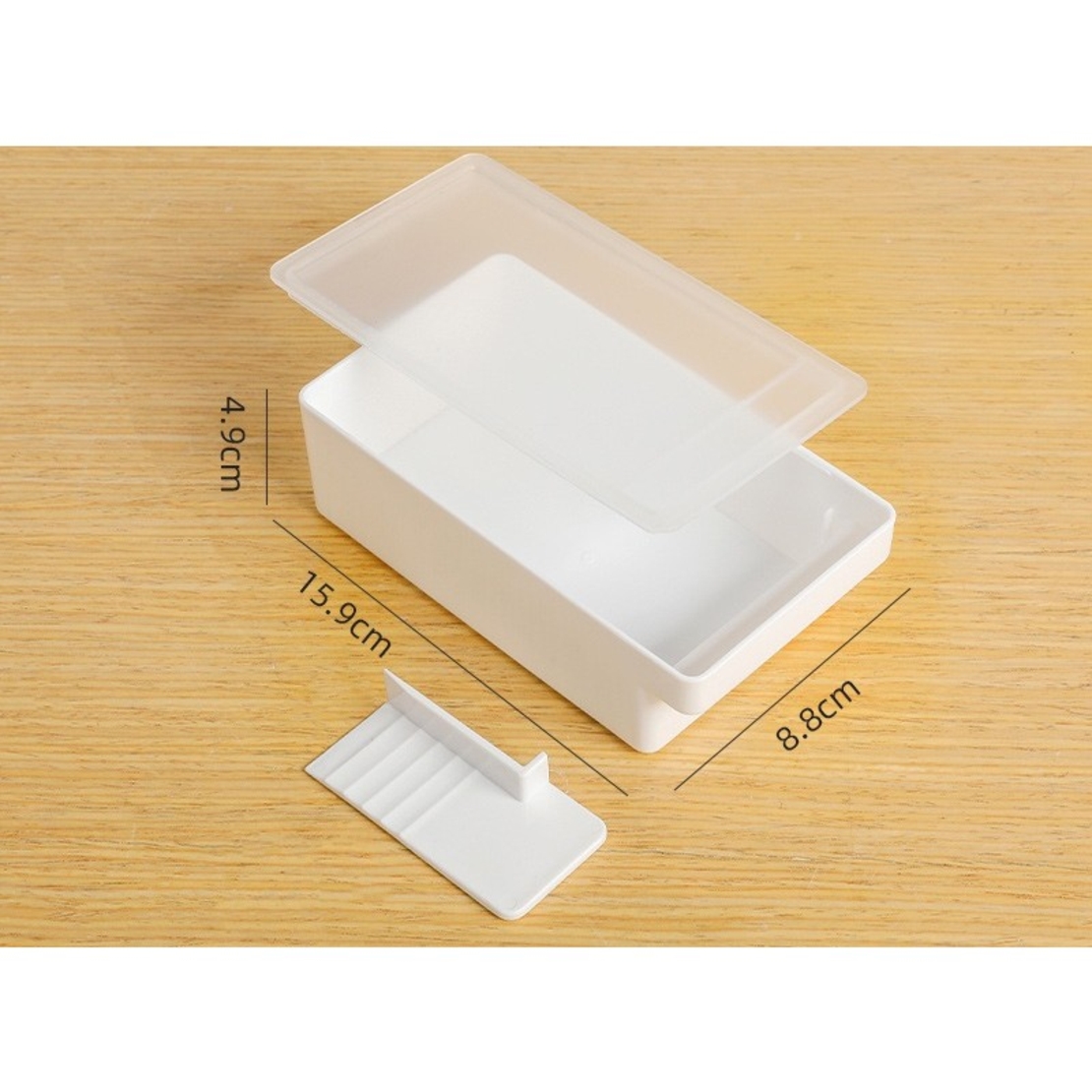 Cutie de Unt, Vafy, cu Capac, Multifunctionala, cu Spatula Portionare, 15.9 x 8.8 x 4.9 cm, Alb