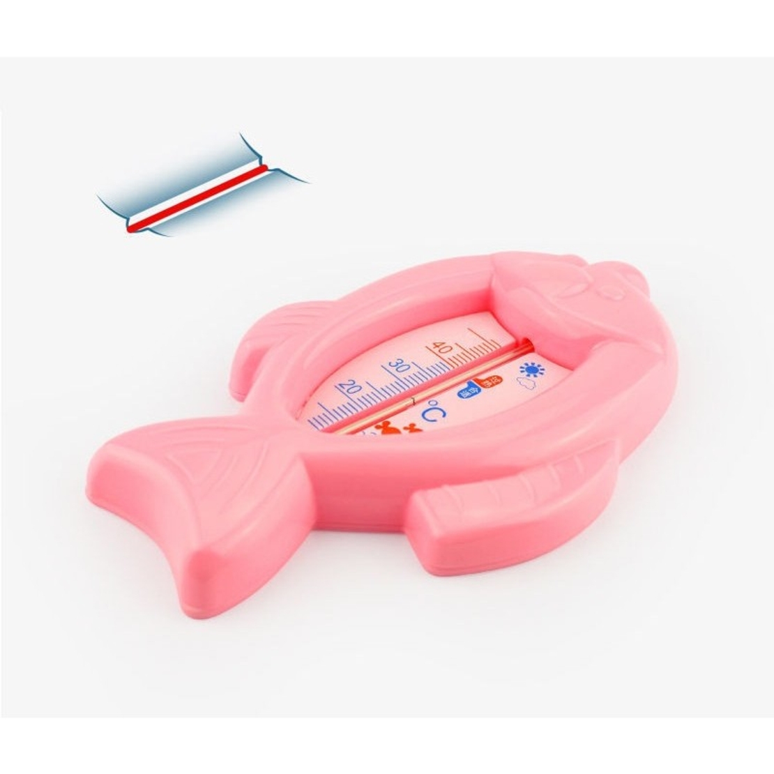 Termometru pentru Baie, Flippy, Plutitor, Rezistent la apa, Multifunctional, Model Peste, 15.5x9.5x2 cm, Roz
