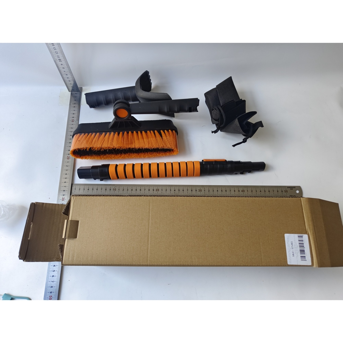 Perie si Racleta Rotativa 3 in 1, Flippy, Perie Auto pentru Zapada, Telescopica, Detasabila, Material Aluminiu si ABS, 100 x 25 cm, Negru