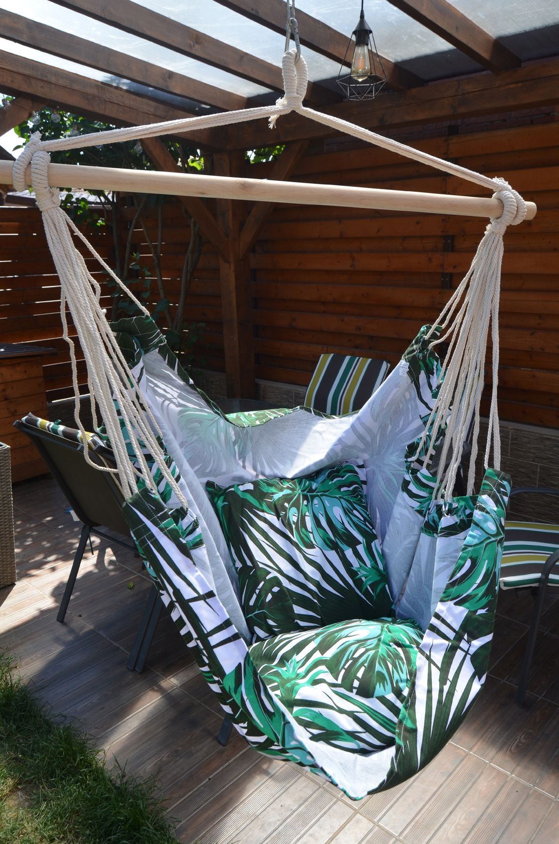Hamac tip leagan suspendat pentru casa sau gradina, floral, 130x100cm, 150kg
