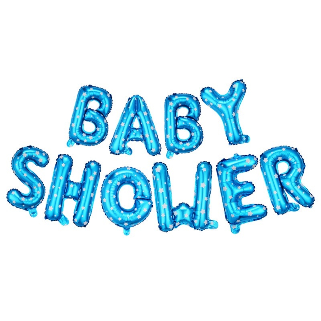 Set Baloane din Folie Metalizata, Vafy, Model Baby Shower, Litere de 40 cm, Baloane Party, Ambalaj Individual, Pai, Ata si Adeziv Incluse, Umflare cu Aer sau Heliu, Albastru