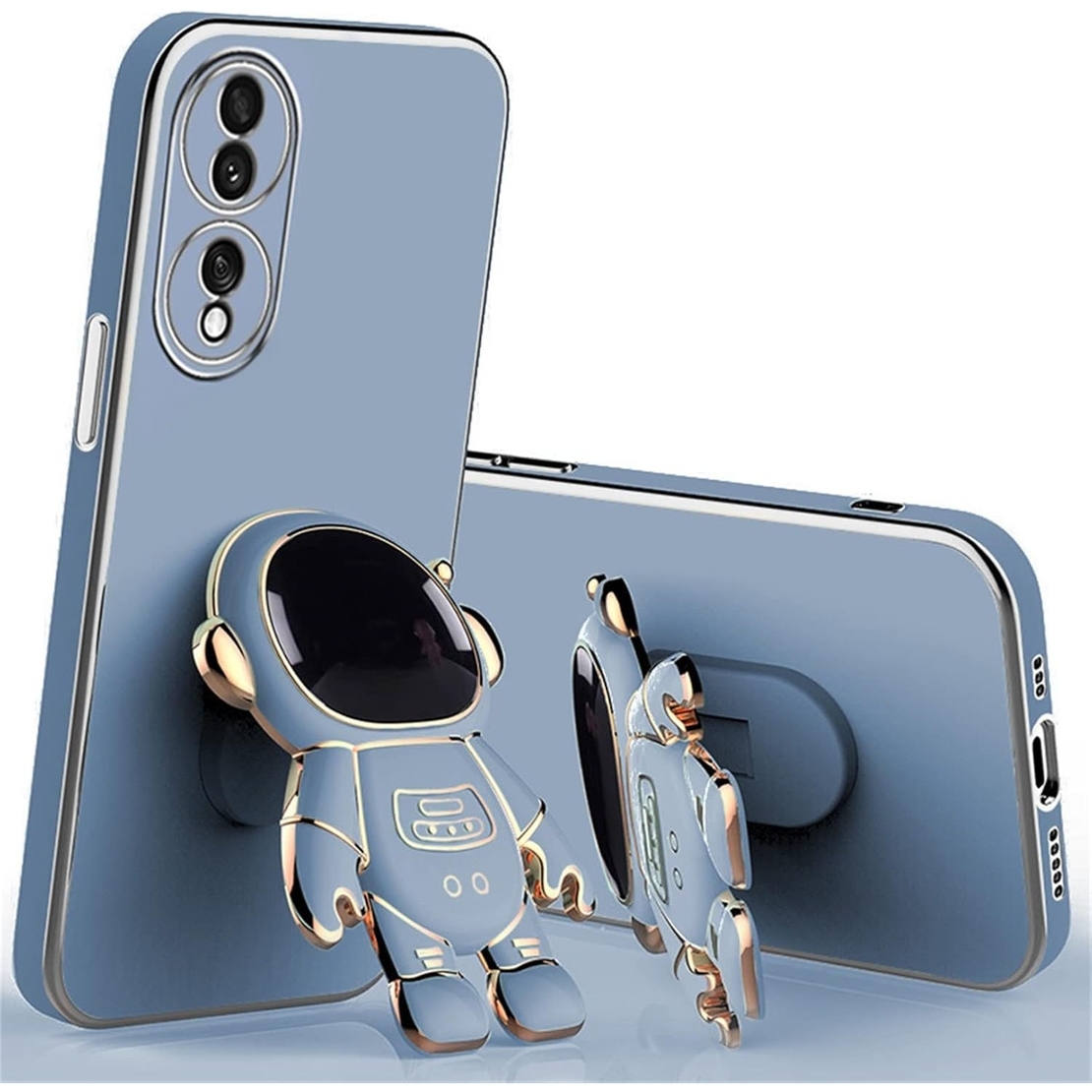 Husa Telefon 2in1, Vafy, Compatibila Huawei P60 Pro, Carcasa TPU cu Suport Inclus Tip Astronaut, Protectie Camere, Albastru