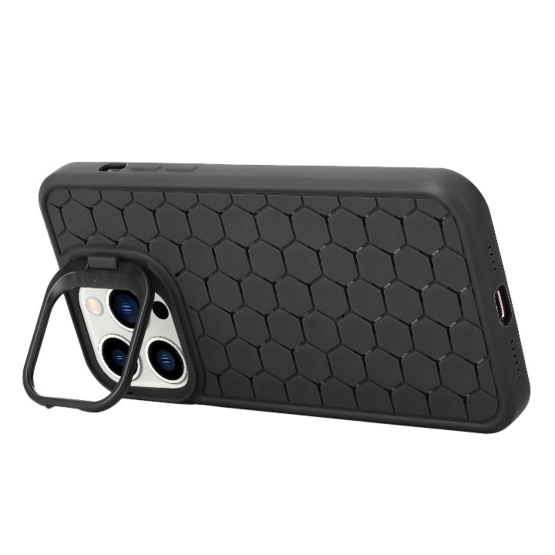 Husa de Protectie TPU, Vafy, pentru Apple iPhone 14, 3D Cube, cu Inel, Protectie Camera, Antisoc, Antizgariere, Antialunecare, Acoperire Completa, Negru