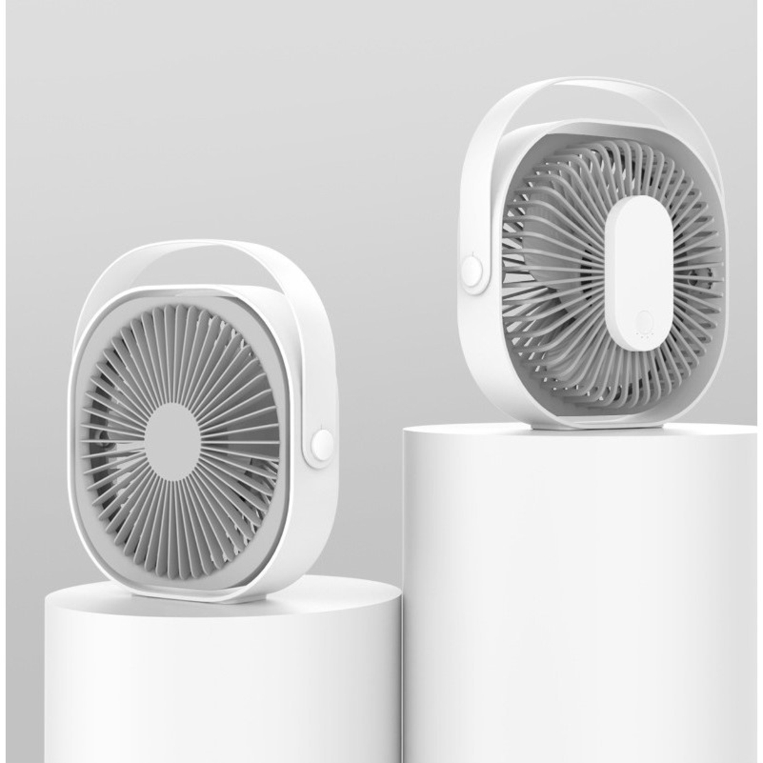 Mini ventilator pentru birou cu usb, Vafy, rotire 360 grade, 3 viteze, 4000 mA, 13.5 x 12,8, Gri