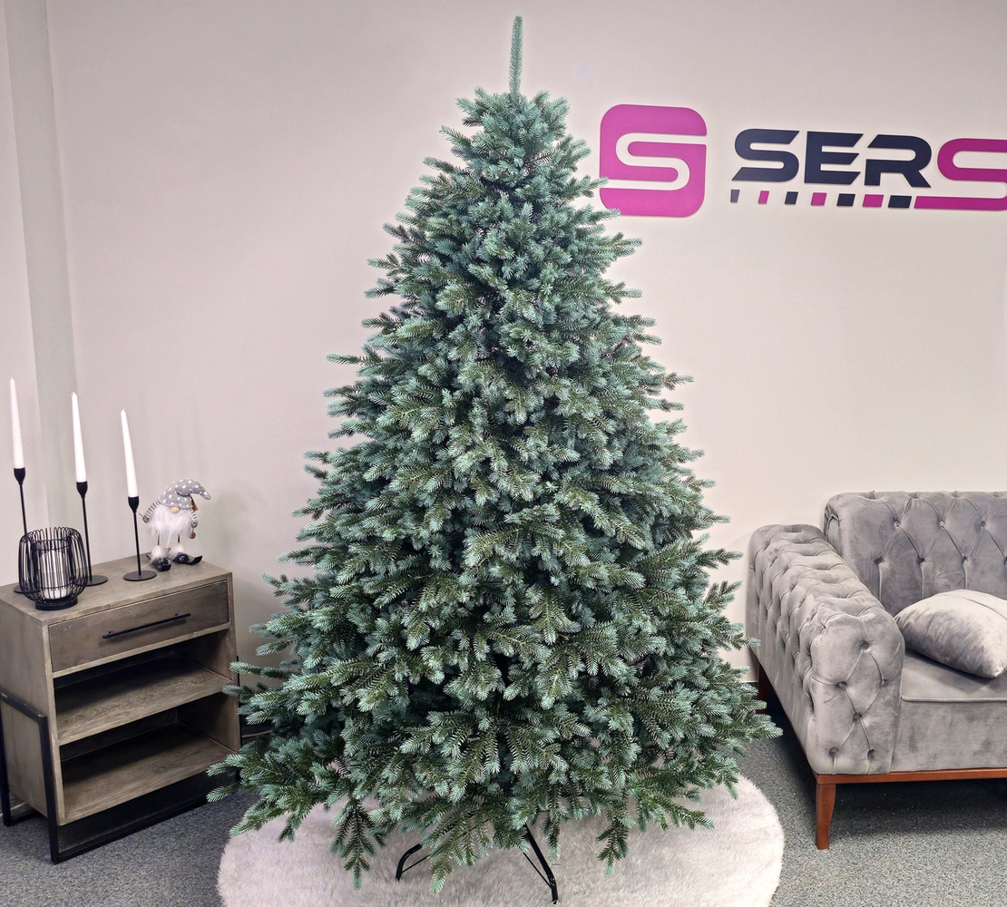 Brad artificial Christmas Deluxe by Sersimo, Alaska Select verde argintiu, integral 3D, 210 cm