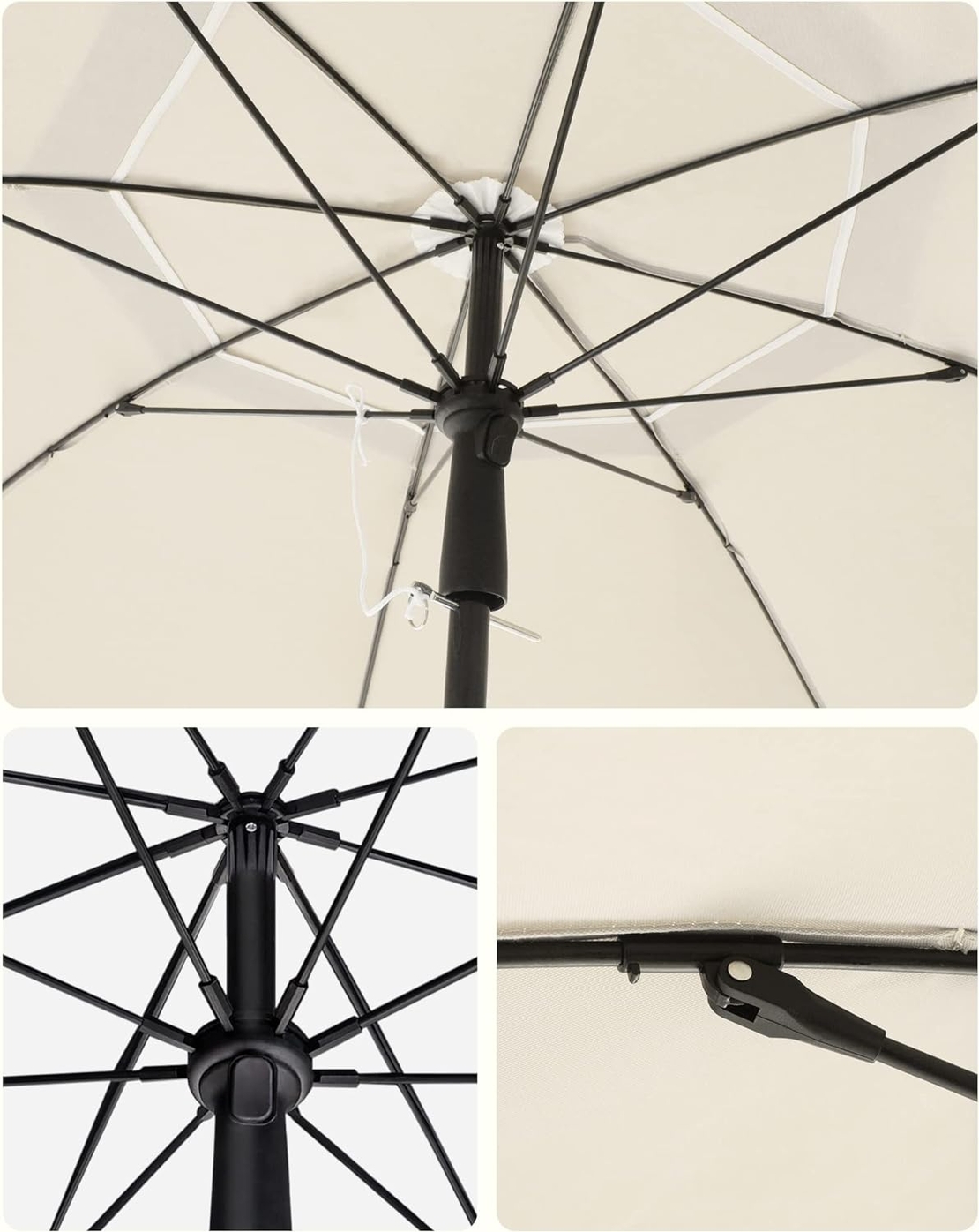SONGMICS Umbrela terasa gradina sau plaja, cu inclinare, husa, diametru 160cm, bej