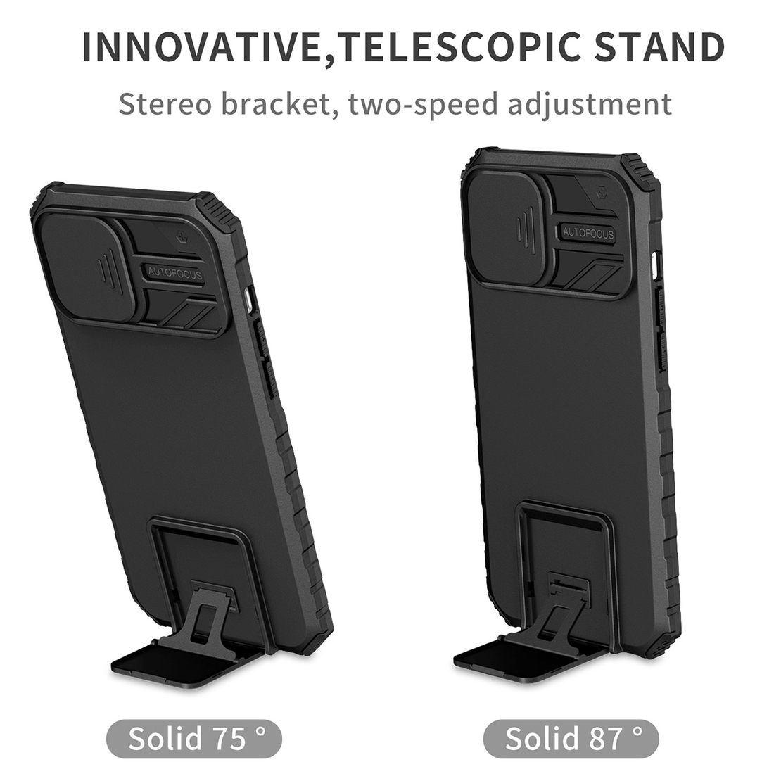 Husa Defender cu Stand pentru iPhone 11, Negru, Suport reglabil, Antisoc, Protectie glisanta pentru camera, Vafy