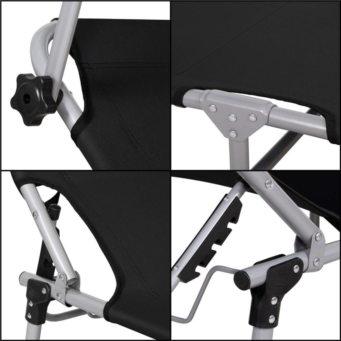 Sezlong pliabil cu parasolar, 188x57x38cm, sarcina 120kg, gri antracit