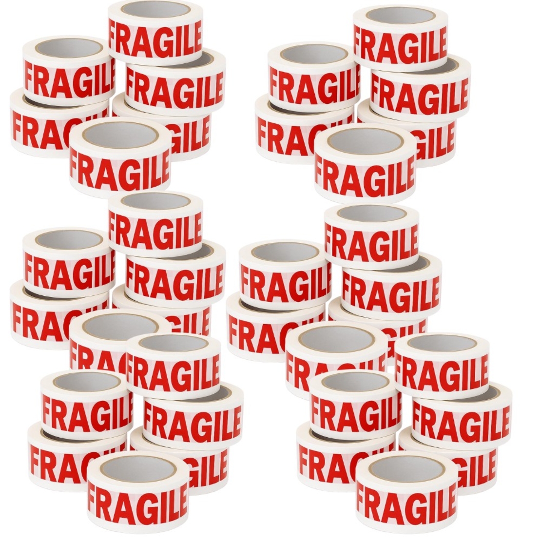 Set 36 Role Banda Adeziva Fragile, Low Noise, 50mmx66m, Sigilare Colete/Pachete Sensibile, Transparent