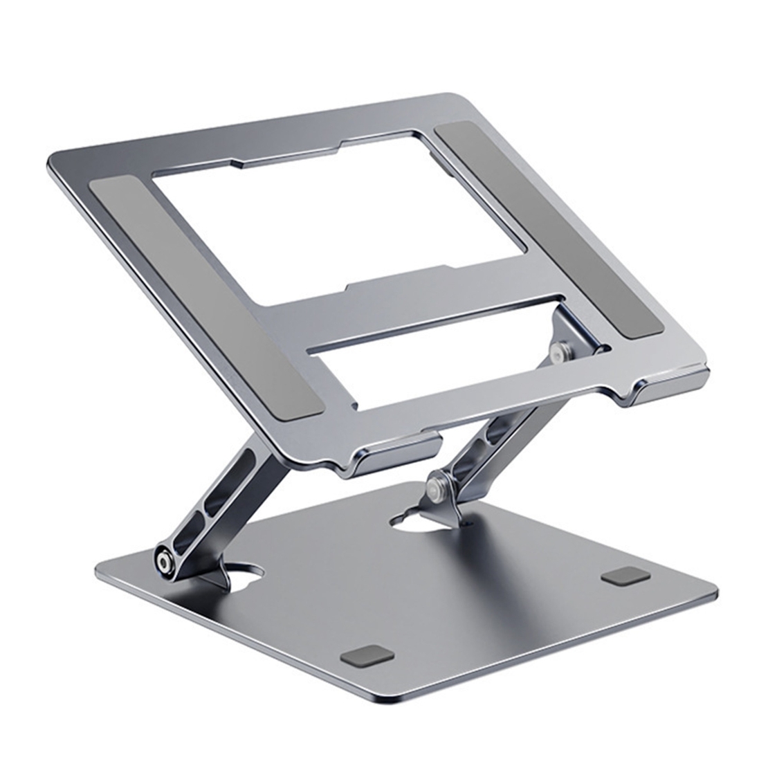 Stand Laptop si Tableta, Flippy, Suport Laptop Ergonomic, Pliabil, Ajustabil pe Inaltime, Portabil, Anti Alunecare, 27.7 x 27.7 x 5 cm, Gri Inchis