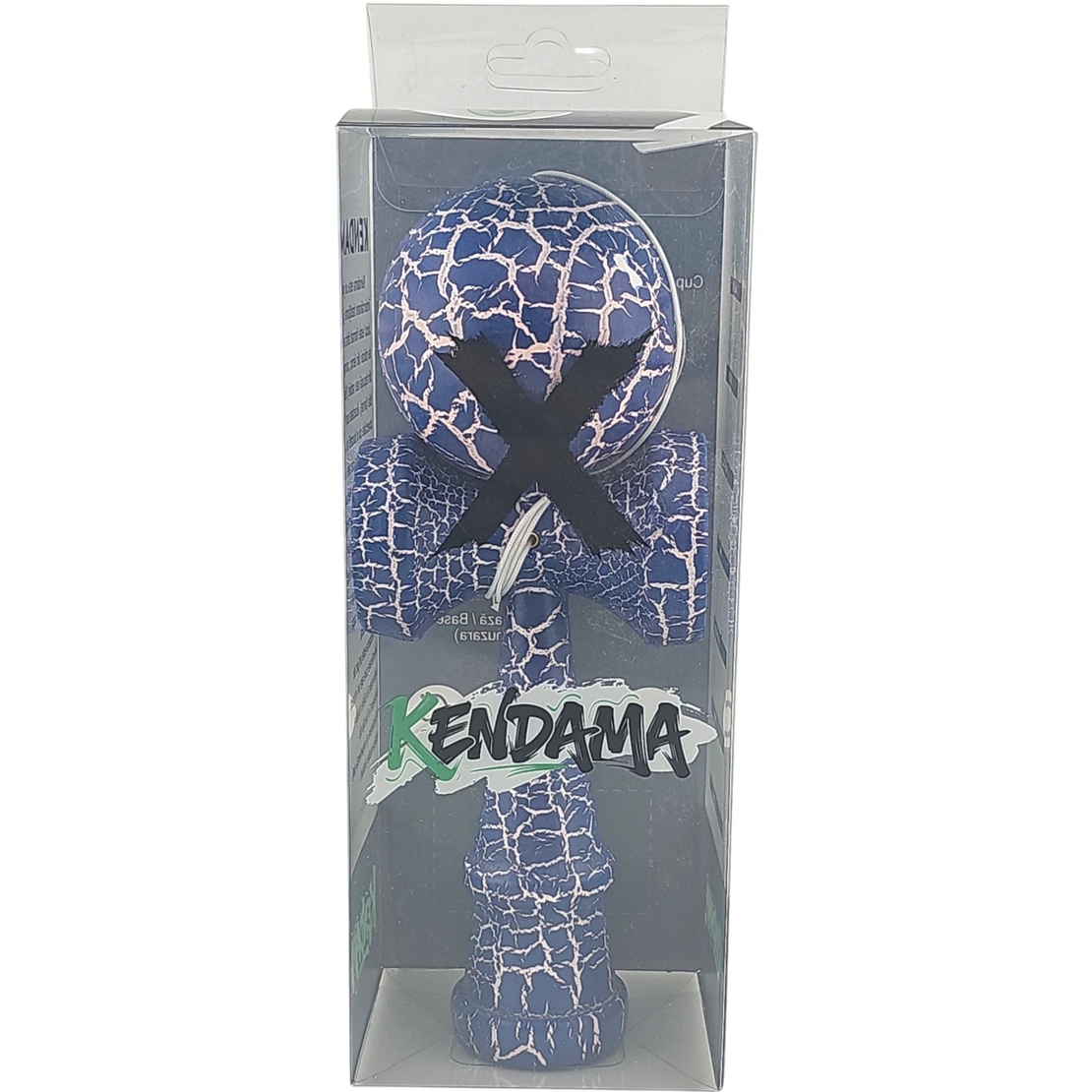 Kendama X Originala, Profesionala, Flippy, Kendama Cracked, din Lemn – 18 cm, Albastru/alb