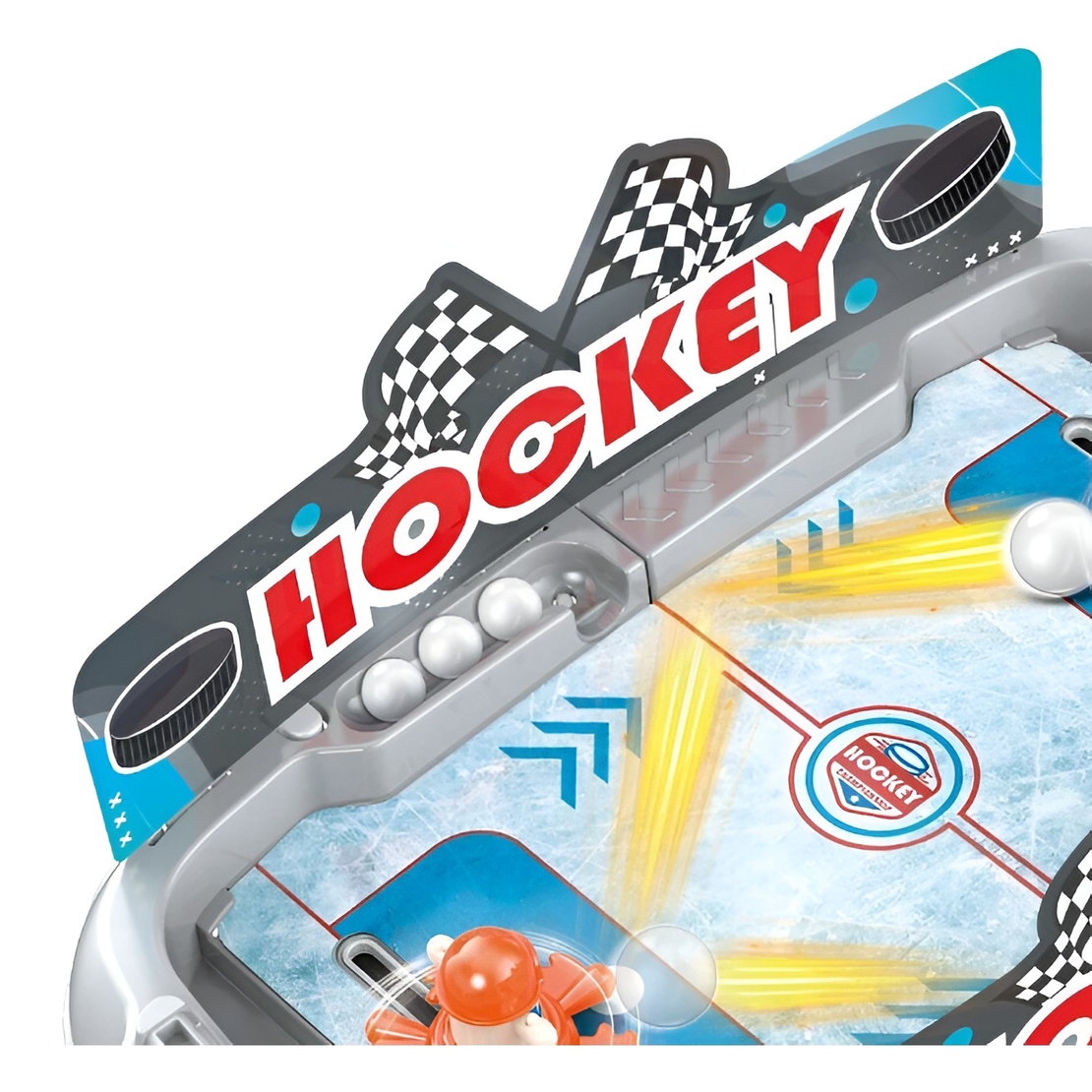 Joc de Masa Interactiv Ice Hockey pentru Copii, Flippy, 4 Mingi, Tabela Scor, 40.7x27x14.5 cm, Gri
