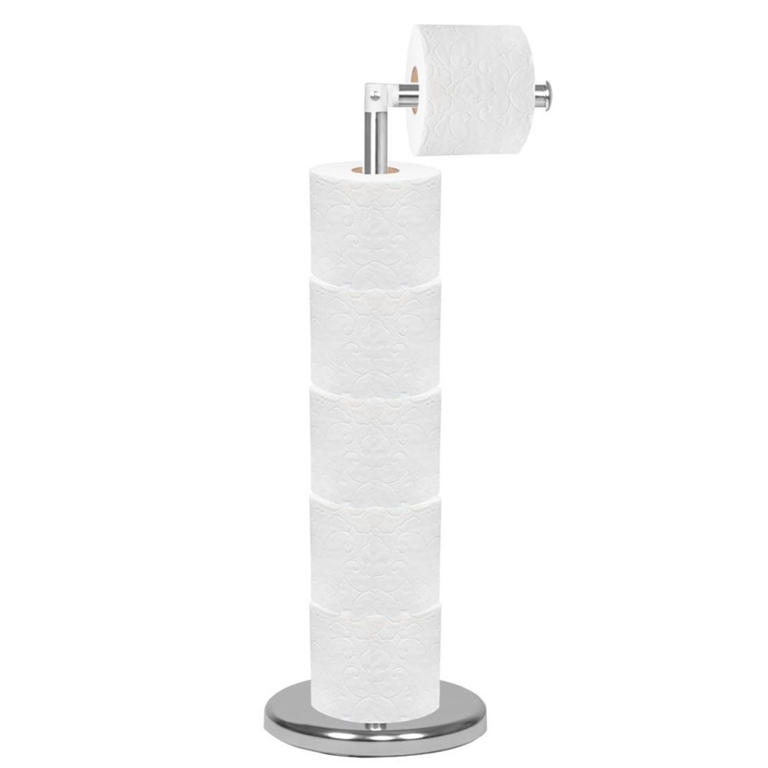 Suport hartie igienica 2 in 1 cu tija mobila, 68.5cm, argintiu