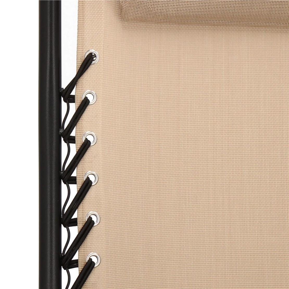Sezlong scaun pliant plaja sau gradina, Siesta, gravitatie zero, cu tetiera, 175x67x110 cm, bej