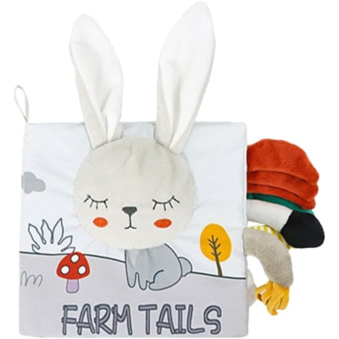 Carte Senzoriala, Flippy, pentru Bebelusi, 15x16x6 cm, cu Animalute, 3D, Cu Sunete si Fosnete, 0-3 Ani, Model Iepuras, Gri