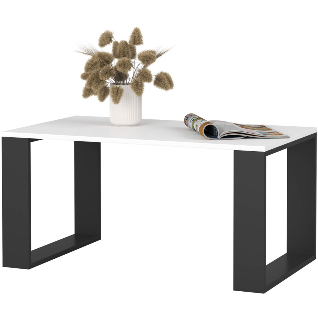 Masuta cafea NOX cu raft inferior, PAL laminat, 92x53x45 cm, alb si negru