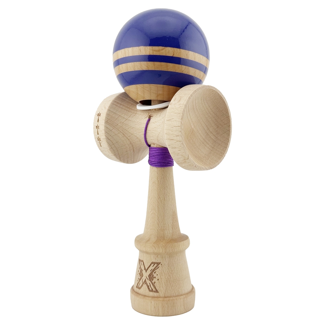 Kendama X Originala RAINBOW, Profesionala, Flippy, Cupe Mari KING SIZE V3, Super Sticky, Gaura in Baza, Rulment Metalic, din lemn 18 cm, Ata 62/65 cm, Violet/Maro