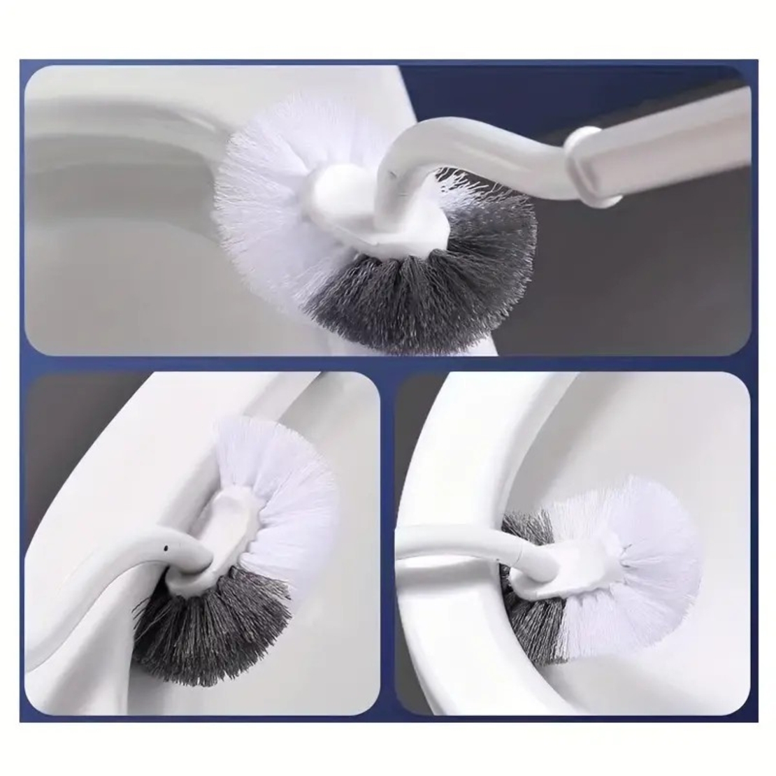 Perie de Toaleta, Flippy, Maner Curbat, cu Suport, 40 x 12 cm, Peri Flexibili, Alb