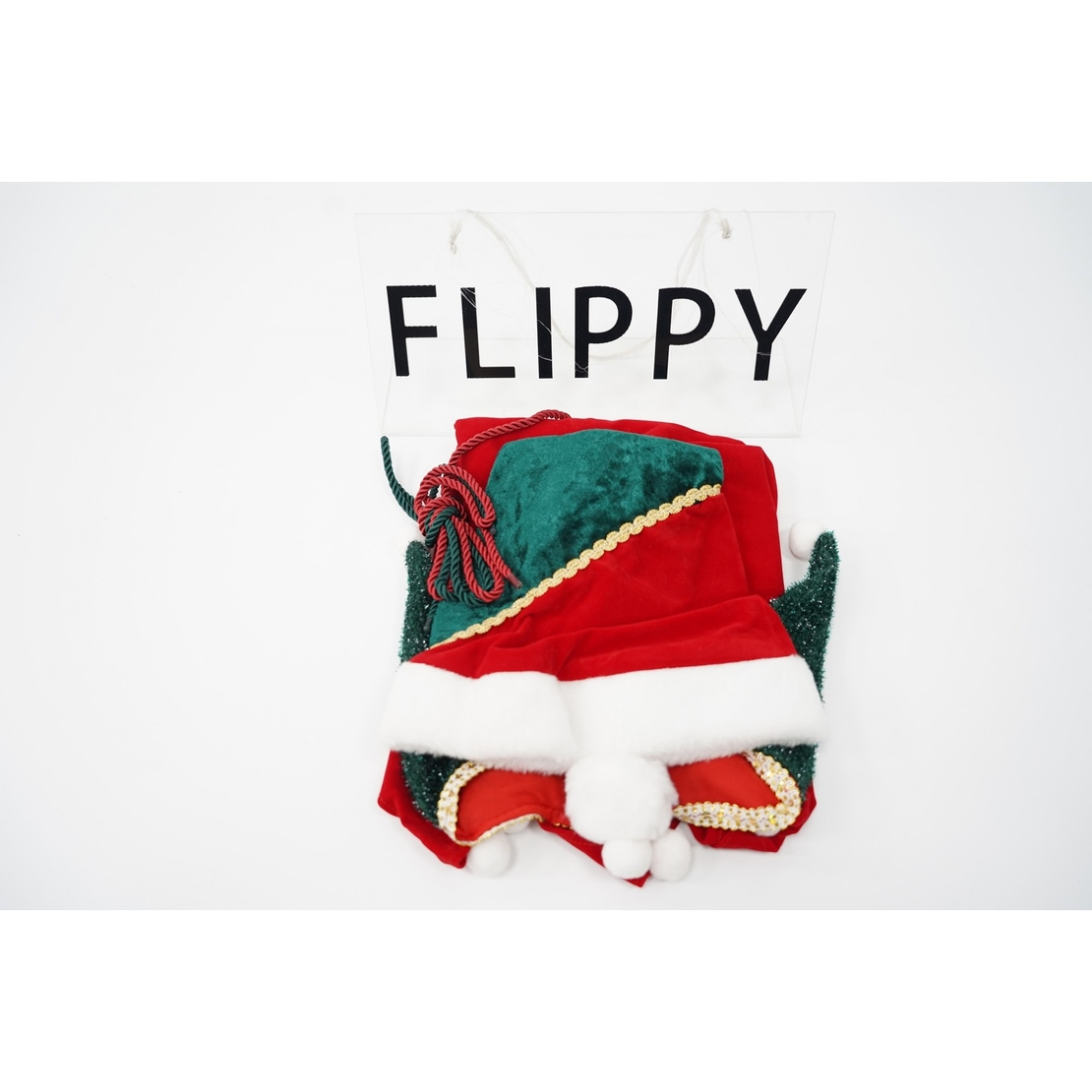 Costum Craciun, Flippy, Spiridus, rosu, 7 - 9 ani, catifea