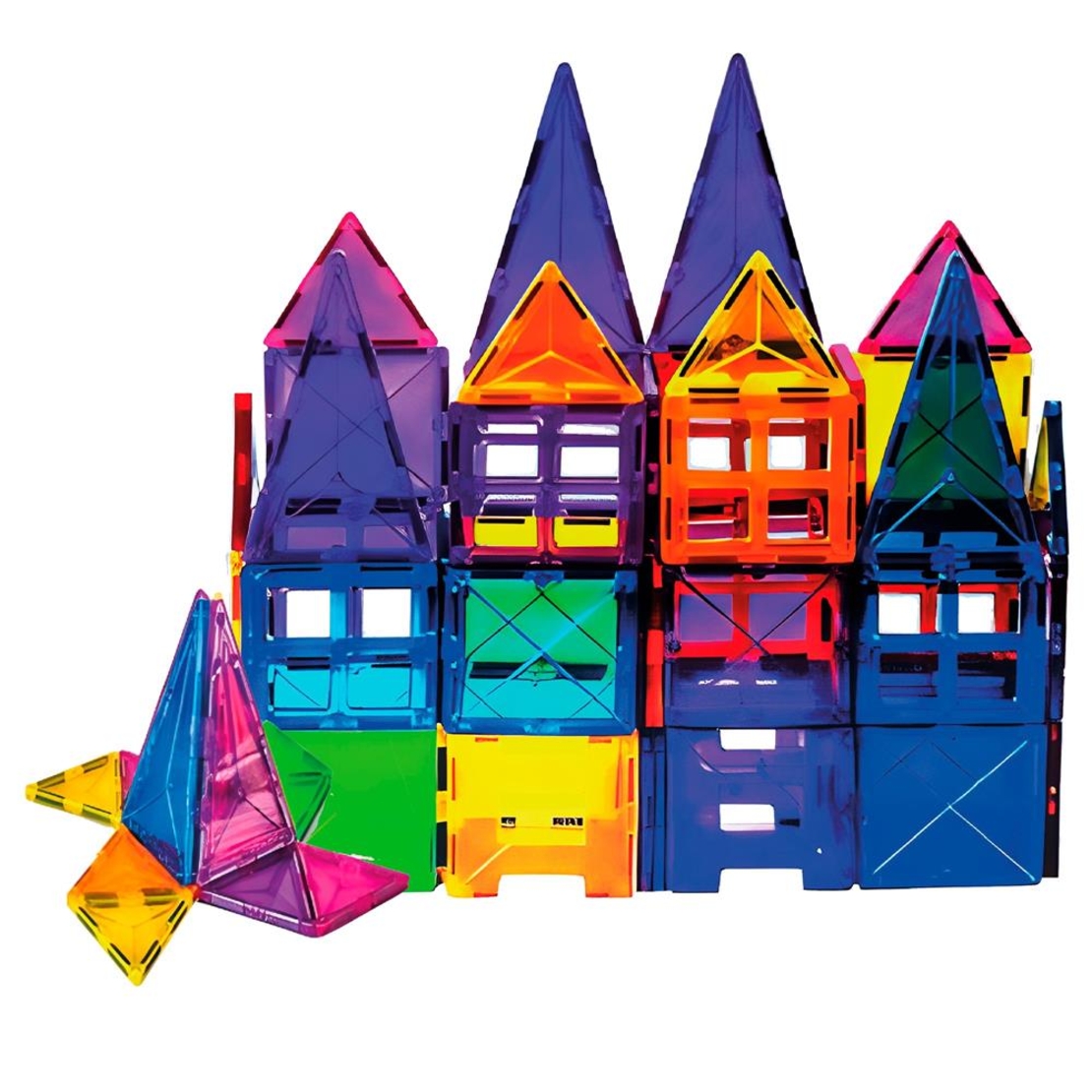Set de constructie din piese magnetice educative pentru copii 60 de piese, multicolor