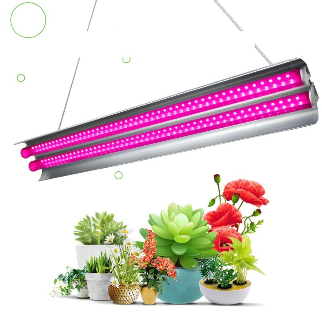 Lampa dubla pentru cresterea plantelor Flippy, 50 cm, T5, tehnologie LED, nu afecteaza plantele, potrivit pentru intregul ciclu de crestere