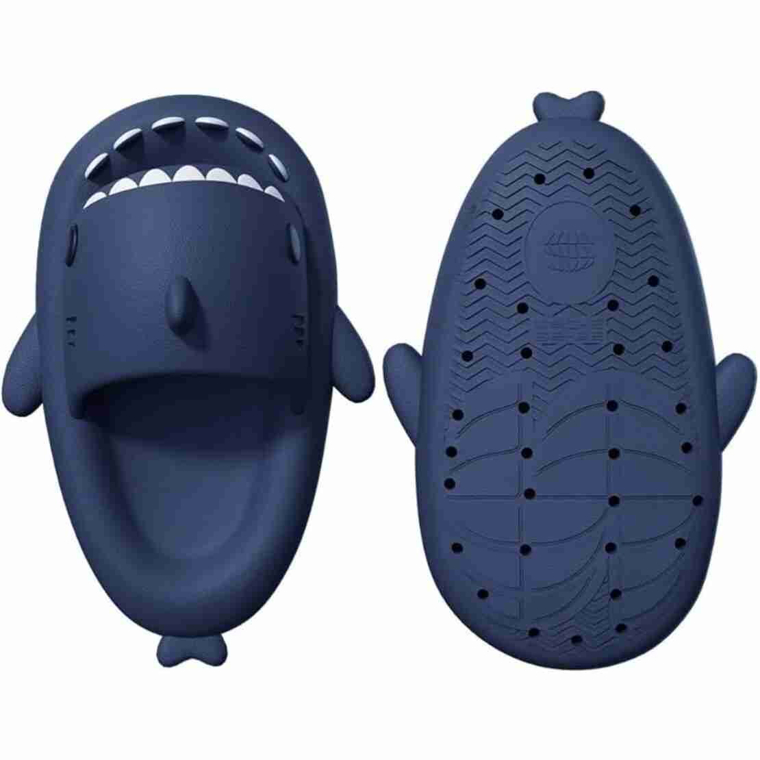 Papuci Tip Rechin, Flippy, Unisex, din Spuma EVA, Talpa Groasa Antiderapanta, Rezistenti la Uzura, Marime 38-39, Albastru Inchis