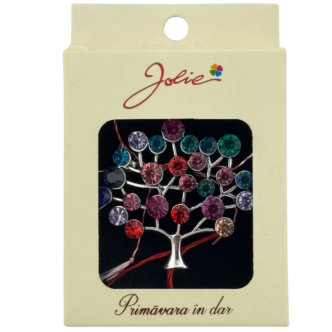 Martisor Brosa Medie, Jolie, Multicolora, Dimensiune Brosa 5 cm, Material Metal, Model Copacul Vietii