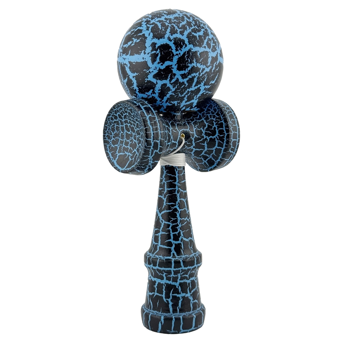 Kendama X Originala, Profesionala, Flippy, Cracked, din Lemn, 18 cm, Negru, Albastru