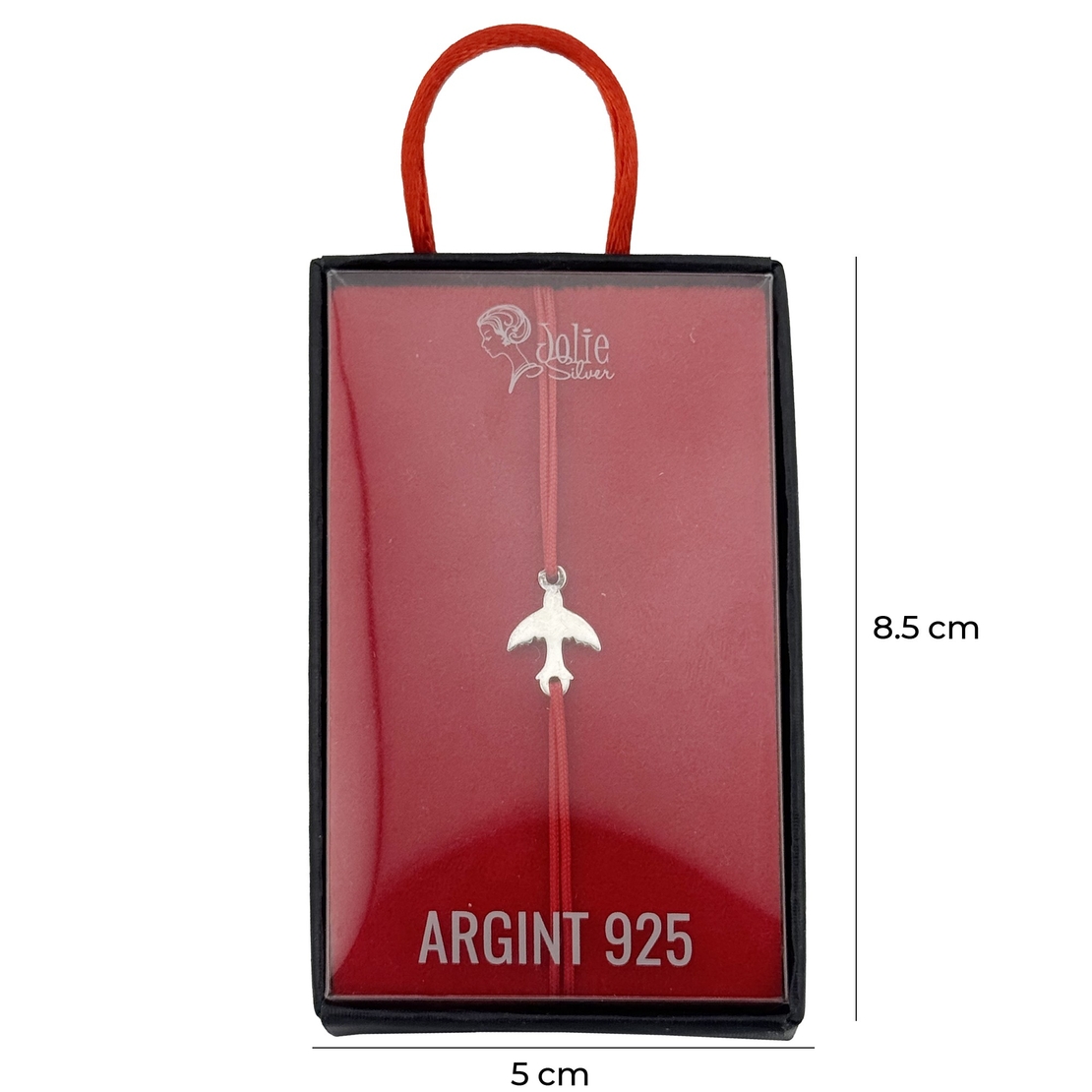 Bratara Dama Argint 925, Jolie, Model Randunica cu Snur Rosu, Pandativ Silver 0.48 gr, Argintiu