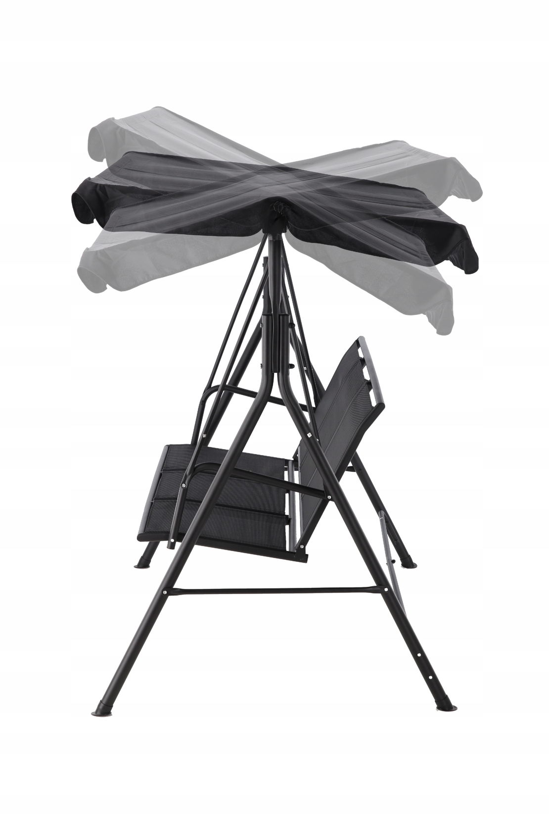 Leagan balansoar gradina Sersimo Textilene, 3 locuri, 260kg, negru